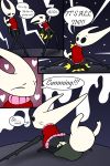  abdominal_bulge absurd_res anthro big_penis bodily_fluids clothing comic cum cum_in_pussy cum_inside dialogue dress duo female genital_fluids genitals hi_res hollow_knight hornet_(hollow_knight) male male/female penis pornwhal sex team_cherry vessel_(species) video_games 