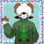  bovid caprine christmas christmas_lights colored_sketch hi_res holidays looking_at_viewer male mammal moonrunes portrait sheep sheply_(moonrunes) simple_background smile 