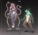  2020 5_fingers abs animated anthro antlers brown_hair cervid clothed clothing digital_media_(artwork) female fingers green_hair hair hooves horn male mammal navel nude pink_hair smile sunnyowi 