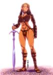  abs anasheya breasts bulge cleavage clothed clothing elf gynomorph hi_res humanoid humanoid_pointy_ears intersex mammal melee_weapon muscular muscular_gynomorph muscular_humanoid muscular_intersex not_furry pubes solo sword weapon 