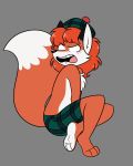  2019 3_toes angry anthro barefoot bodily_fluids canid canine chest_tuft clothed clothing disgusted_look featureless_chest feet female fluffy fluffy_tail fox freckles grey_background hair hat headgear headwear hi_res kabula_(artist) kilt mammal partially_clothed paws plantigrade red_fox saliva scottish simple_background soles solo teeth toes tongue toony topless tuft 