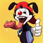  absurd_res animaniacs bodily_fluids drooling hi_res hyper hyper_tongue macro micro open_mouth oral_vore saliva tongue vore wakko_warner warner_brothers 