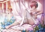  flowers mi_(630956686) panties pink_hair re:zero_kara_hajimeru_isekai_seikatsu rem_(re:zero) see_through short_hair signed underwear 