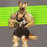  african_wild_dog anthro balls_outline biceps big_bulge big_muscles bodily_fluids brown_body brown_eyebrows brown_fur bulge canid canine cellphone chest_tuft clothed clothing ear_tuft erection erection_under_clothing eyebrows facial_hair fingerless_gloves flexing footwear fur genital_fluids genital_outline gloves green_eyes hair handwear hi_res huge_muscles knee_highs knee_socks legwear looking_at_viewer male mammal multicolored_body multicolored_fur muscular muscular_anthro muscular_male musk muskflask mustache one_eye_closed pecs phone pink_tongue portrait precum quads sharp_teeth skimpy smartphone smile socks solo spots spotted_body spotted_fur tan_body tan_fur tan_hair teeth three-quarter_portrait three-quarter_view tongue triceps tuft wink wrestling_singlet yellow_body yellow_fur 