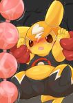  2020 absurd_res anal_beads blush bodily_fluids camel_toe clothing cosplay_pikachu_(character) cosplay_pikachu_(costume) duo female hi_res nintendo pikachu pikachu_libre pok&eacute;mon pok&eacute;mon_(species) sex_toy sweat type video_games 