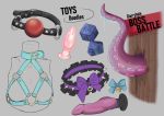  bdsm buttplug collar dice digital_media_(artwork) dildo gag knot knotted_dildo purrr-evil sex_toy sketch spiked_collar spikes tentacles zero_pictured 