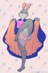  anthro bloomers bonnie_hopps bottomwear clothed clothing clothing_lift disney female hi_res igazella lagomorph leporid looking_at_viewer mammal mature_female multicolored_body pattern_background purple_eyes rabbit simple_background skirt skirt_lift smile solo spread_legs spreading two_tone_body underwear zootopia 