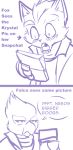  anthro avian blue_and_white blush canid canine comic communicator dialogue duo english_text falco_lombardi fox fox_mccloud hayakain male mammal monochrome nintendo star_fox surprise text video_games 