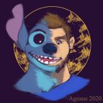  2020 ageaus alien blue_body blue_fur brown_hair clothing disney experiment_(lilo_and_stitch) eyebrows fur hair headshot_portrait human human_to_anthro lilo_and_stitch long_ears male mammal notched_ear portrait sharp_teeth smile solo species_transformation stitch_(lilo_and_stitch) teeth tf_into_fictional_character transformation tuft 