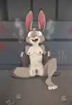  2020 absurd_res amputee anthro bodily_fluids claw_marks crying desperation disability disney female flashing food genitals hi_res humiliation ilovejudyhopps judy_hopps lagomorph leporid mammal meat plump_labia predator/prey presenting pussy rabbit red_eyes solo tears zootopia 