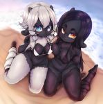  absurd_res anthro beach big_breasts bikini black_body bovid breast_squish breasts breasts_frottage caprine clothing female female/female hi_res kneeling looking_at_viewer mammal niucniuc seaside sheep squish swimwear wide_hips 