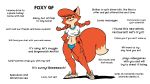  16:9 anthro canid canine english_text female fox fox-pop hand_on_hip hi_res looking_at_viewer mammal midriff pulled_up_shirt side_tie_bikini solo text widescreen 