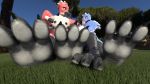  16:9 2018 3_toes 3d_(artwork) anthro avian bird black_claws black_feet black_nipples blush breasts claws countershade_feet countershading digital_media_(artwork) duo female foot_focus grass low-angle_view nipples non-mammal_breasts outside toes twoscale widescreen wing_hands 