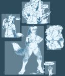 absurd_res anthro big_breasts blue_and_white breasts canid canine canis clothing coat duo english_text female genitals growth hi_res huge_breasts lab_coat macro maddworld mammal monochrome pussy scientist sequence size_difference size_transformation solo speech_bubble tearing_clothing text topwear torn_clothing transformation wolf 