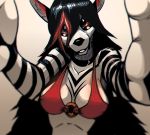  anthro bra canid canine canis clothing copymirror female hi_res highlights_(coloring) mammal red_highlights solo underwear wolf 