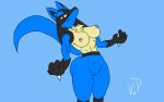  16:10 abs anthro big_breasts breasts canid canine canis female genitals lucario mammal nintendo nipples pok&eacute;mon pok&eacute;mon_(species) pussy red_eyes solo thick_thighs vamrack video_games widescreen 