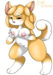  2020 absurd_res alpha_channel anthro breasts butterscotch_(peargor) canid canine canis digitigrade domestic_dog female hi_res holding_breast licking licking_lips mammal shiba_inu solo spitz the1stmoyatia tongue tongue_out 