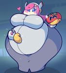  &lt;3 absurd_res belly big_belly big_breasts blue_eyes blush breasts clothed clothing female food fruit fully_clothed hi_res holding_food holding_object humanoid kirby_(series) machine maxim_tomato nintendo not_furry obese obese_female obese_humanoid overweight overweight_female overweight_humanoid plant robot royaloppai susie_(kirby) tomato video_games 