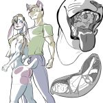  1:1 anthro bodily_fluids duo endosoma felid girly goatjeph hi_res internal lagomorph leporid lion makeup male male/male mammal muscular oral_vore pantherine rabbit soft_vore stomach sweat tongue tongue_out vore willing_vore 