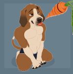  absurd_res anthro beagle begging bulge canid canine canis clothed clothing domestic_dog duo hi_res hunting_dog kingparked male mammal scent_hound solo tongue tongue_out topless underwear 