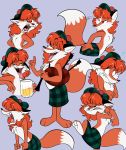  2020 3_toes 4_fingers absurd_res alcohol angry anthro bagpipes beer beverage biped black_nose bodily_fluids canid canine chest_tuft clothed clothing confused_look confusion countershading cup digital_media_(artwork) dipstick_tail drunk expression_sheet female fingers fist fox fur hair happy hi_res kabula_(artist) kilt mammal multicolored_body multicolored_fur multicolored_tail musical_instrument nervous open_mouth orange_hair paws plantigrade red_fox relaxing scottish shy simple_background smile solo substance_intoxication sweat toes tongue tongue_out toony tuft two_tone_body two_tone_fur white_countershading wind_instrument woodwind_instrument yelling 