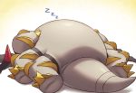  3_toes 6_legs absurd_res altered_forme_giratina ambiguous_gender belly claws feral giratina gold_claws grey_body hi_res legendary_pok&eacute;mon lying nintendo on_back on_ice_(artist) pok&eacute;mon pok&eacute;mon_(species) sleeping solo sound_effects toe_claws toes video_games zzz 