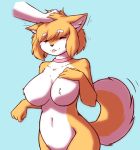  anon anthro butterscotch_(peargor) canid canine canis collar domestic_dog female mammal nude petting shiba_inu solo spitz starfighter tailwag tongue tongue_out 