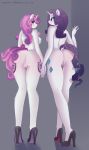  absurd_res anthro anthrofied anus big_breasts big_butt blush breasts butt clothing duo equid equine female footwear friendship_is_magic genitals grey_background hasbro hi_res high_heels horn mammal my_little_pony nude pussy rarity_(mlp) rear_view shoes sibling simple_background sister sisters sweetie_belle_(mlp) unicorn xjenn9 