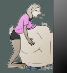  absurd_res after_vore andromorph anthro barefoot belly big_belly clothing comic disney english_text female hi_res intersex judy_hopps pregnant rabbitinafoxden simple_background sound_effects story story_in_description text vore zootopia 