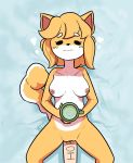  anthro baseball_bat bat_(object) beverage butterscotch_(peargor) canid canine canis cup domestic_dog female genitals hari haruharihu1 hi_res large_penetration lying mammal nude on_back penetration pussy shiba_inu solo spitz spread_legs spreading tea tea_cup 
