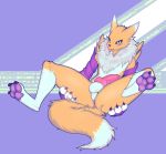 absurd_res anthro balls butt digimon digimon_(species) fluffy fluffy_tail genitals girly givo hi_res hole_(anatomy) male neck_tuft paws penis renamon solo spread_legs spreading tongue tongue_out tuft 