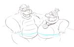  2020 anthro bathing belly bowser duo eyes_closed koopa leonthelionel male mario_bros nintendo overweight overweight_male scalie sitting sketch video_games wart_(mario) 