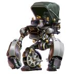  canopy clenched_hands mecha no_humans original solo standing steampunk steering_wheel taedu wheel white_background 