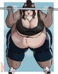  absurd_res anthro belly bent_over big_belly big_breasts blue_eyes bodily_fluids bra breasts breath brown_body brown_fur canid canine canis clothing exercise female footwear fur gym_clothing hair hi_res jackal lumieart mammal morbidly_obese morbidly_obese_anthro morbidly_obese_female musk obese obese_anthro obese_female overweight overweight_anthro overweight_female panting ponytail shoes smelly sneakers solo solo_focus sports_bra sportswear sweat sweatpants underwear weight_gain workout 