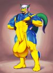  4_toes 5_fingers anthro balls big_balls big_bulge big_penis bulge butt clothing fingers fondling_self genitals green_tail hair hi_res huge_balls huge_bulge huge_penis hybrid hyper hyper_balls hyper_bulge hyper_genitalia hyper_penis hyper_tongue jindragowolf long_tongue looking_at_viewer male mask muscular muscular_anthro muscular_male open_mouth pec_grasp pecs penis rubber rubber_suit solo toes tongue white_hair 