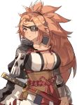  1girl baiken breasts cleavage eyepatch guilty_gear highres japanese_clothes large_breasts long_hair looking_at_viewer pink_hair ponytail samurai sword weapon 