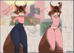  anthro big_tail bisamon bottomwear breasts clothing denim denim_clothing development ears_up female jeans makeup mammal nightgown pajamas pants patreon paws rodent sciurid signature sketch small_breasts solo sprite sweater topwear video_games visual_novel vivien_martin wide_hips 
