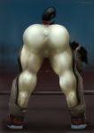  anthro anus anus_outline bulge butt clothed clothing equid equine footwear hands_on_knees hi_res horse looking_back male mammal muscular muscular_anthro muscular_male satanic_monkey shoes solo solo_focus stretching tight_clothing 