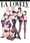  4girls alternate_breast_size black_bra black_gloves black_panties bra breasts cammy_white choker chun-li dead_or_alive federico_iglesias gloves high_heels isabella_valentine lingerie multiple_girls nyotengu panties soulcalibur street_fighter thighhighs underwear 