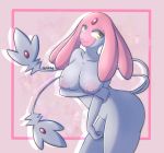  anthro big_breasts big_nipples breasts female grey_body grey_skin humanoid legendary_pok&eacute;mon long_tail looking_at_viewer mesprit multi_tail multicolored_body multicolored_skin nintendo nipples pok&eacute;mon pok&eacute;mon_(species) pseudo_hair signature simple_background solo tentacle_hair tentacles umine video_games yellow_eyes 