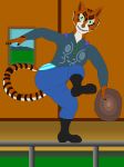  absurd_res anthro biker board boots bottomwear butt chinese clothing dalmas disk feet felid feline fence footwear hi_res kung male mammal pantherine pants shaigen shaigen_gurbadelen(oc) tiger topwear vest 