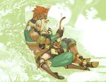  1girl animal_ears artist_request blonde_hair cat_ears drooling elf elvaan final_fantasy final_fantasy_xi heavy_breathing mithra pointy_ears size_difference tail tail_fondling thief_(final_fantasy) torogao twitching 