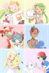  3girls :3 =3 ahoge alolan_vulpix arm_hug arm_up bangs bare_shoulders baseball-cap baseball_cap black_hair blonde_hair blue_eyes blue_hair blue_sailor_collar blue_sclera blue_shirt blush blush_stickers braid breasts brown_eyes brown_hair bubble cheek-to-cheek closed_mouth collarbone creatures_(company) crumbs dark_skin dark_skinned_male dress drooling episode_number eyes_closed flat_chest flower food food_on_face from_side game_freak gameboy gen_1_pokemon gen_7_pokemon green_hair green_hairband grin hair_flower hair_ornament hairband hairbrush half-closed_eyes hand_up hands_up happy hat heart highres holding holding_pokemon hug jpeg_artifacts kaki_(pokemon) licking_lips lillie_(pokemon) long_hair looking_at_another looking_down lying mamane_(pokemon) mao_(pokemon) matching_hair/eyes mei_(maysroom) multicolored_hair multiple_boys multiple_girls musical_note nintendo number on_back one_eye_closed open_mouth orange_hair overalls pikachu pink_flower pink_shirt plate pokemon pokemon_(anime) pokemon_(creature) pokemon_sm_(anime) popplio profile purple_eyes red_hair red_hat sailor_collar saliva satoshi_(pokemon) shiny shiny_hair shirt shirtless short_hair short_sleeves sideways_mouth sleeveless sleeveless_dress sleeveless_shirt small_breasts smile sparkle standing star steenee strapless_shirt striped striped_shirt suiren_(pokemon) swept_bangs teeth tied_hair togedemaru tongue tongue_out trial_captain turtonator twin_braids twintails two-tone_hair upper_body white_dress white_eyes white_shirt yellow_hairband 