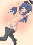  1girl blue_hair breasts female green_eyes koku long_hair maria_traydor nipples solo star_ocean thighhighs topless 