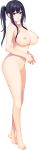  1girl absurdres bangs barefoot black_hair blue_eyes breasts completely_nude full_body game_cg hands_together highres huge_breasts iizuki_tasuku long_hair navel nipples nude official_art open_mouth ponytail sidelocks solo suiren_to_shion transparent_background wakami_suiren 