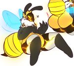  4_fingers alpha_channel ambiguous_gender anthro arthropod bee big_butt butt digital_media_(artwork) fingers fur hi_res hybrid hymenopteran insect lightningfire12 machine presenting presenting_hindquarters protogen rgbee simple_background solo thick_thighs transparent_background wide_hips wings yellow_body yellow_fur 
