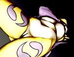  absurd_res anthro big_breasts breasts butt canid canine canis digimon digimon_(species) digital_media_(artwork) female fox fur genitals hi_res mammal nipples nude ppmp pussy renamon shy simple_background solo thick_thighs view_from_below white_body white_fur wide_hips yellow_body yellow_fur 