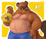  2020 animal_crossing anthro apron belly brown_body brown_fur canid canine clothing fuhrawr fur hi_res male mammal money_bag nintendo nipples overweight overweight_anthro overweight_male raccoon_dog solo tanuki tom_nook_(animal_crossing) video_games 