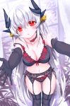  bra cleavage fate/grand_order garter_belt horns kiyohime_(fate/grand_order) morizono_shiki pantsu stockings string_panties thighhighs 