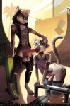  anthro clothed clothing domestic_cat don_ko duo erection eyewear felid feline felis fellatio fishnet fishnet_topwear genitals glasses greg_(gregcat) hi_res male male/male mammal oral partially_clothed penile penis public sex skateboard text url 